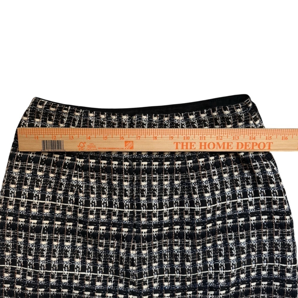 Ann Taylor Petite Tweed Mini Skirt Black White Metallic 2P Button Detail Lined - Picture 4 of 9